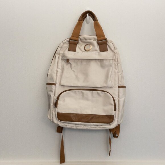 Delsey Paris Handbags - Delsey Paris Beige Backpack with Tan Accents Travel Laptop School Bag
